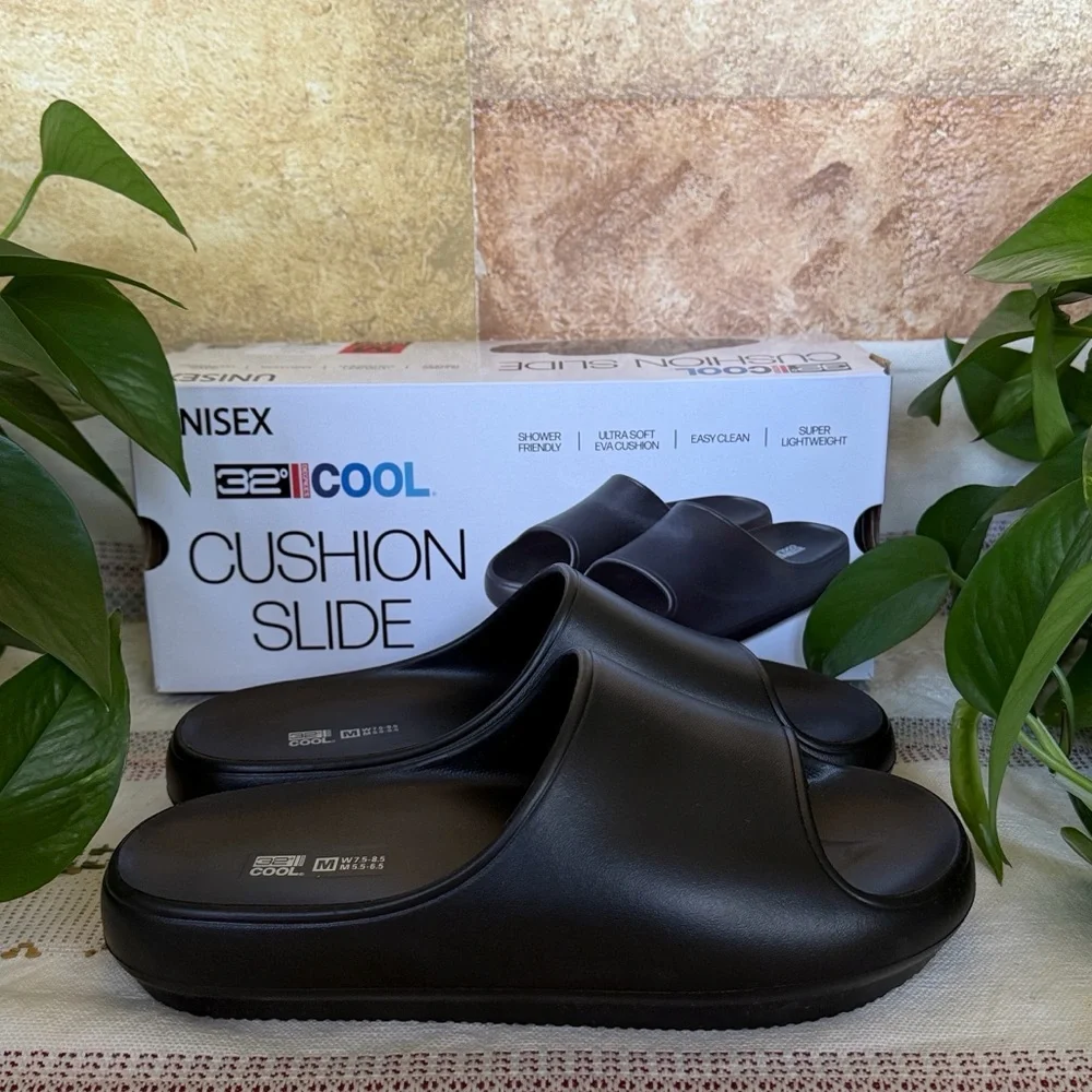 NEW 32 Degrees Unisex Cushion Slides, Size M Women’s 7.5-8.5 | Men’s 5.5-6.5